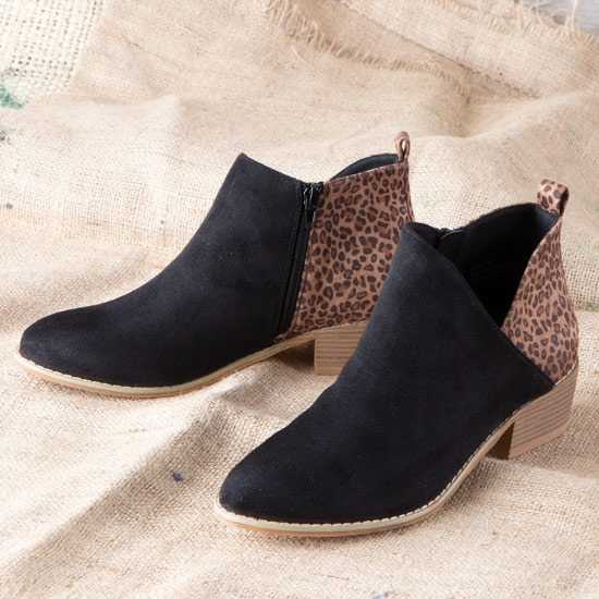 corkys black and leopard booties