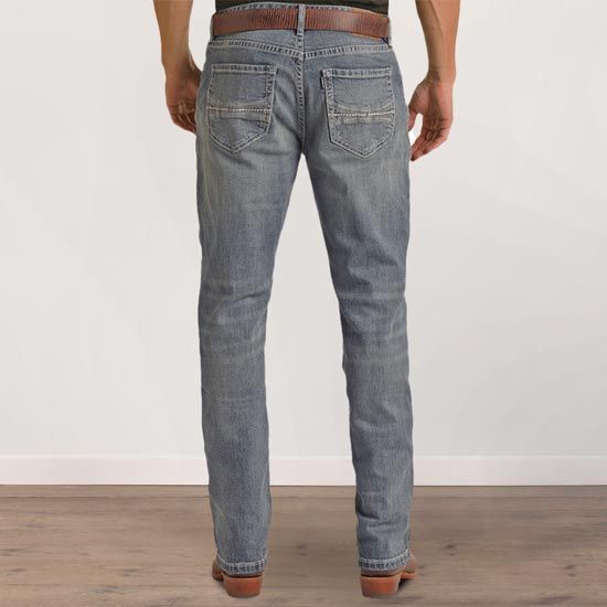 Men's Rock & Roll Jeans, Medium Wash, Regular Boot Cut, Gray Stitch - Chick  Elms Grand Entry Western Store and Rodeo Shop