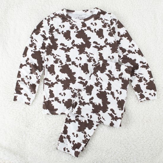 Custom Boy & Girl Cotton Toddler Pajamas Cowboy White Horse Brown