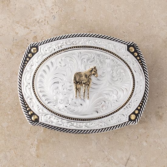 Sterling Silver Belt Buckle by Silver King Cowboy Ranch Horse Riding Barbed  Wire