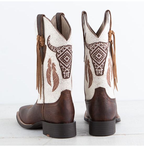 Ariat Women&s Round Up Powder Brown Wide Square Toe Western Boots