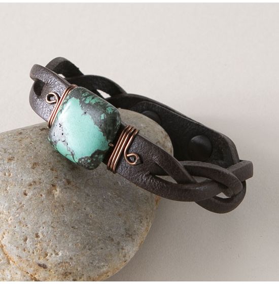 Apatite Manassa Turquoise Herkimer Diamond Copper Cuff Ketoh MOP Leather store Wrap