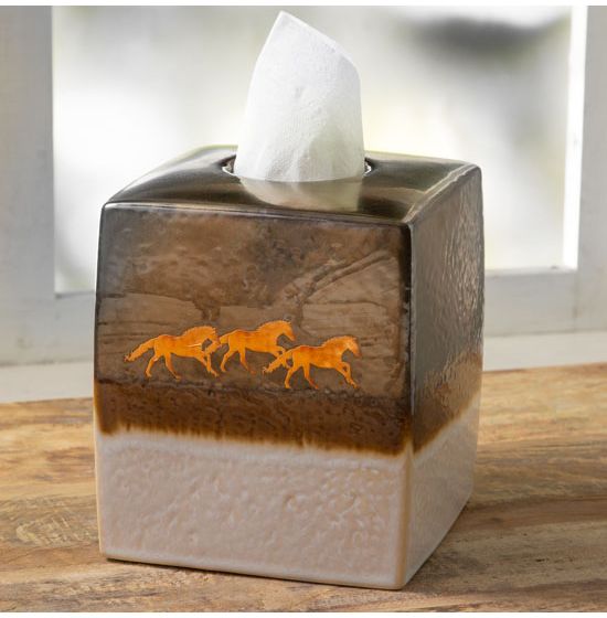 Running Remuda Ceramic Tissue Box Cover