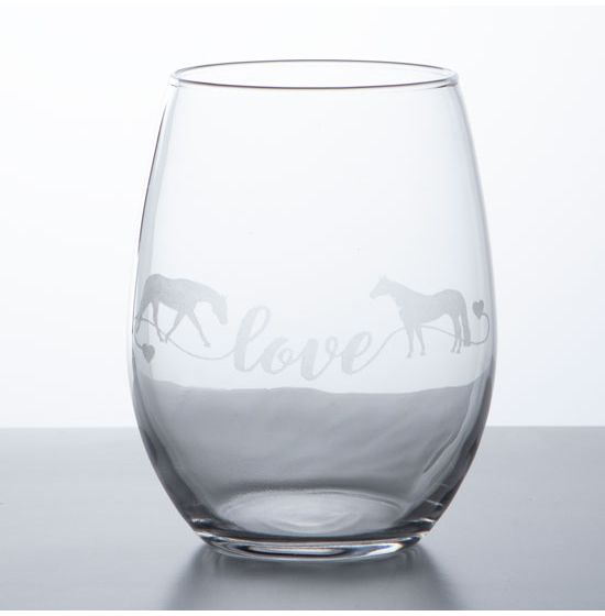 Galloping Horses Wine Glass