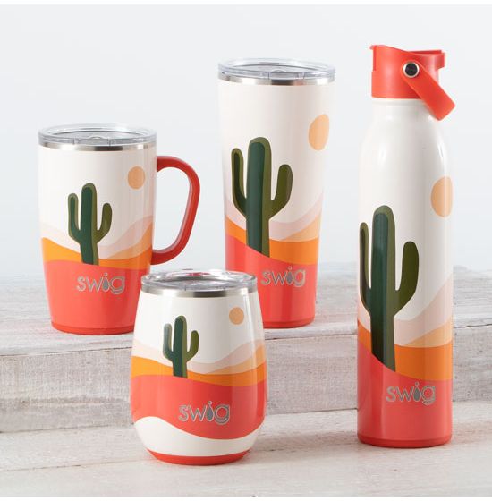 Evergreen Ceramic Travel Cup, 17 OZ.,w/box, Desert Cacti Floral