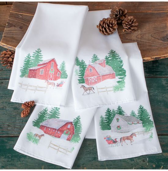 Set of 4 Holiday Kitchen Towels