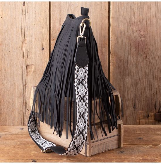 Black fringe crossbody bag online