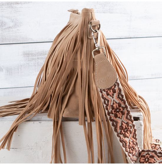 Brown Vegan Leather Vintage Fringe Bag Tassels Crossbody Bucket Bags