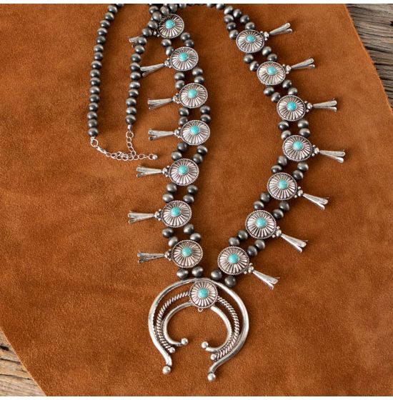 Turquoise Squash Blossom Necklace - Gypsy River Apparel