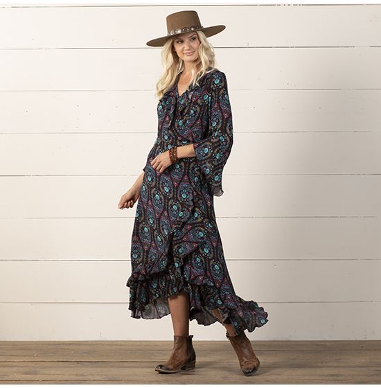 Roper Cowgirl Evening Floral Dress