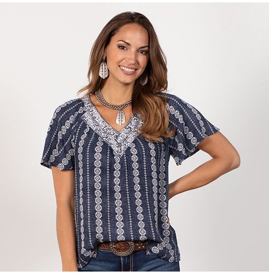 Beauty In Blue Embroidered Top