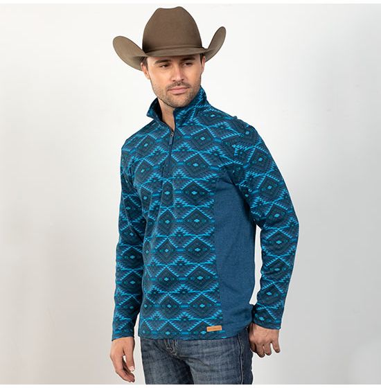 Powder River Turquoise Aztec Quarter Zip Pullover