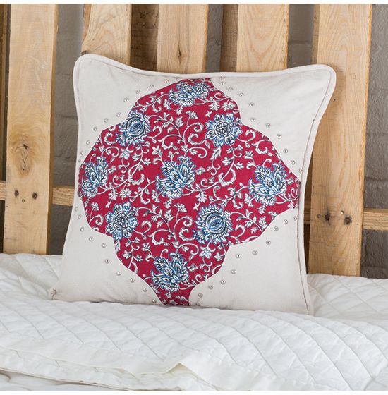Bandero White Tooled Floral Toss Pillow