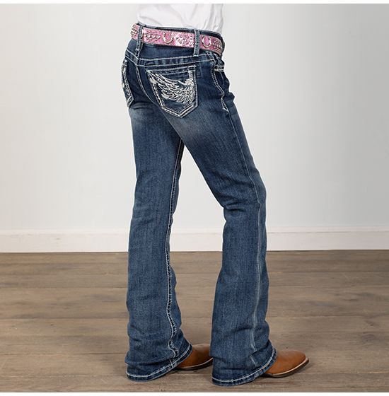 Chams Jean Pants Size 12 Bedazzled Back Pockets Blue 25 waist 36 length