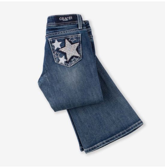 Grace In LA Girls Star Power Flare Jeans