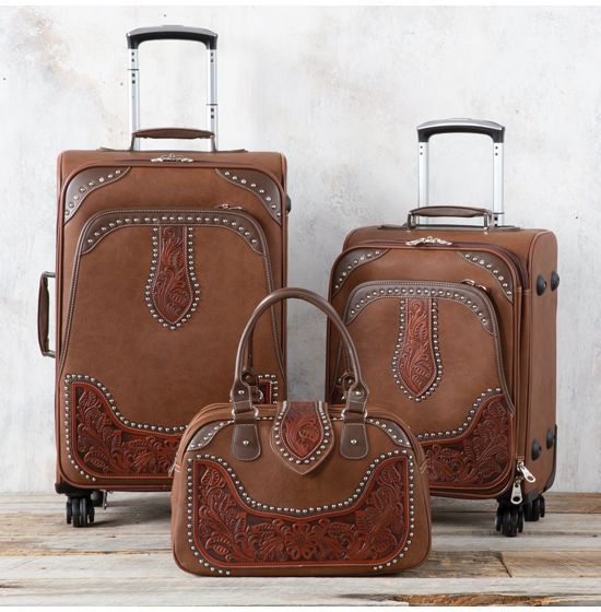 Custom Brown Argyle 3 Piece Luggage Set - 20 Carry On, 24 Medium Checked,  28 Large Checked (Personalized)