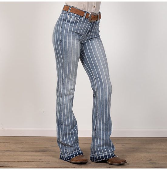 Rock & Roll Denim Pinstripe High-Rise Trousers