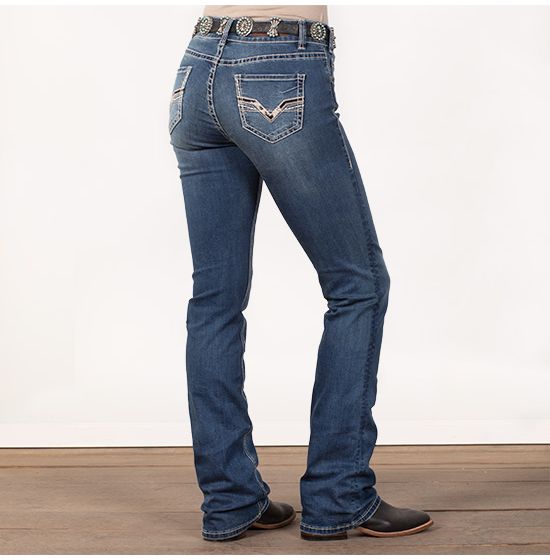 Rock & Roll Cowgirl Cowhide Riding Jeans