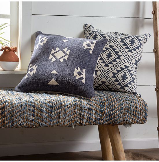 Navy geometric cushions hotsell