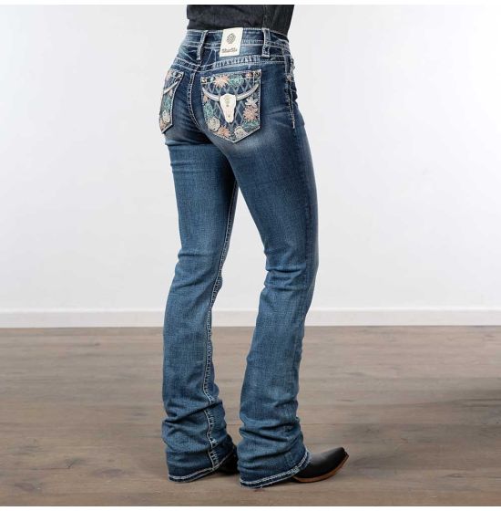 Miss Me Longhorn Sparkle Mid Rise Bootcut Jeans