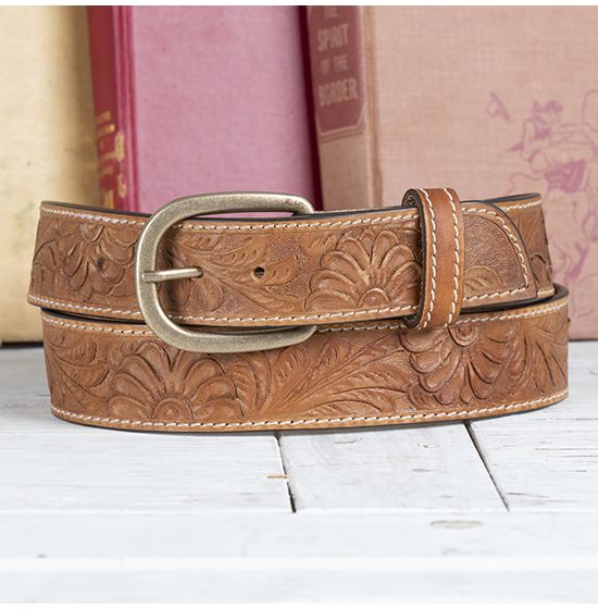 Cowgirls Rock Women's Embossed Western Belt, Large, Brown