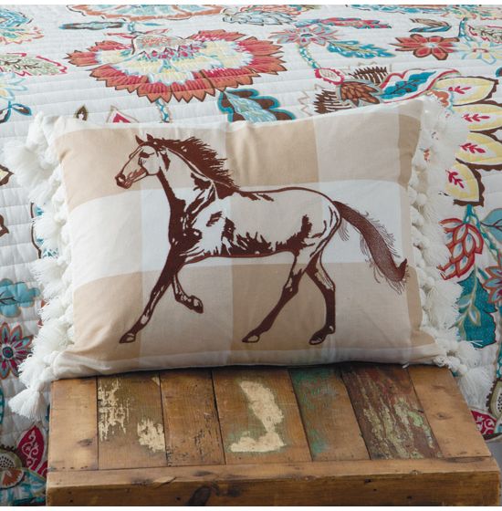 Embroidered Horse Western Pillow- Southwestern Decor