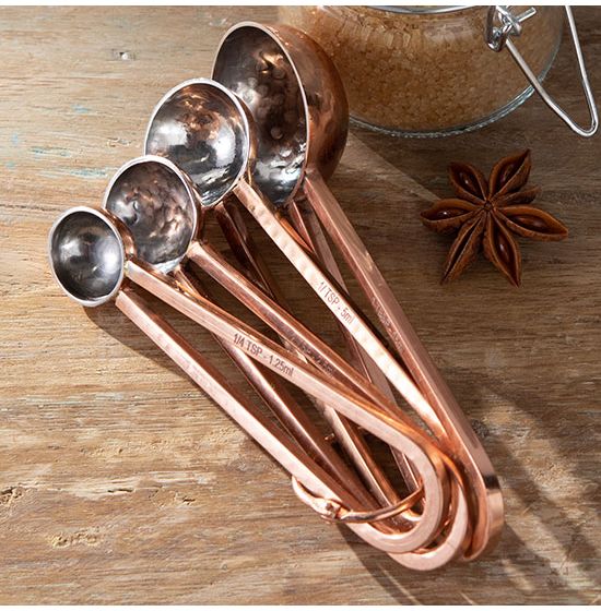 1/4, 1/2, 1 Hammered Copper Scoop, Measuring Scoop Teaspoon for