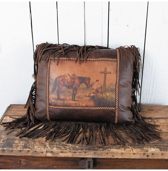 Praying Cowboy Western Accent Pillow