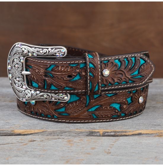 Ariat Women's Tooled Inlay Belt