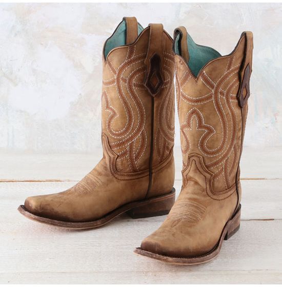 Corral Square Toe Shedron Embriodery Boots