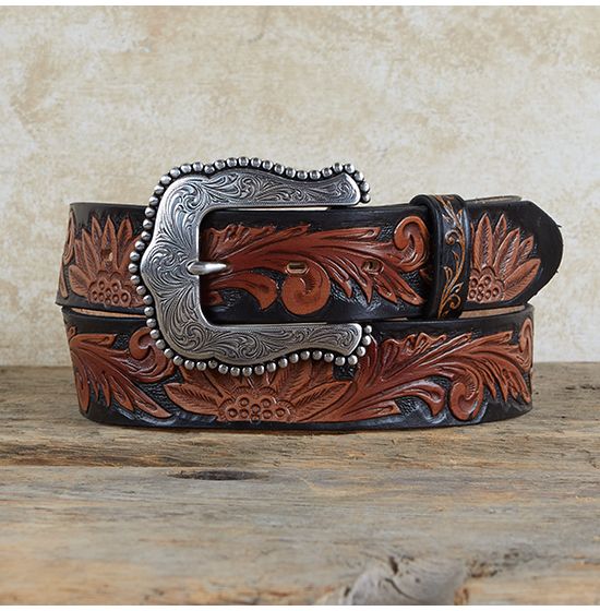 Ladies' Western Brown Tooled Belt Xlg