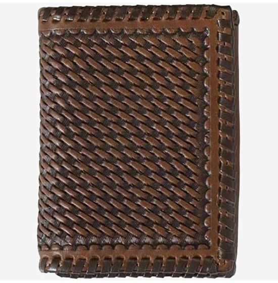 Tooled leather trifold hot wallet