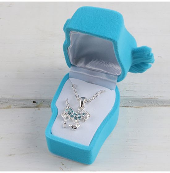 Girl's Aqua Prancing Pony Necklace