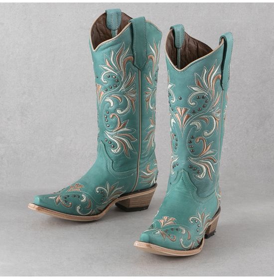 Circle G Turquoise Embroidered Studded Boots