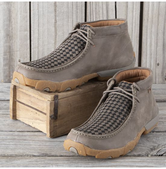 Twisted X Taupe Black Checkered Driving Moccasin