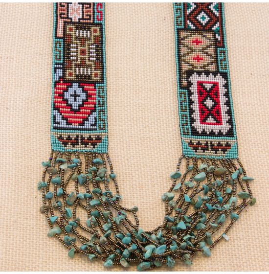 Six Navajo Rug Story Necklace