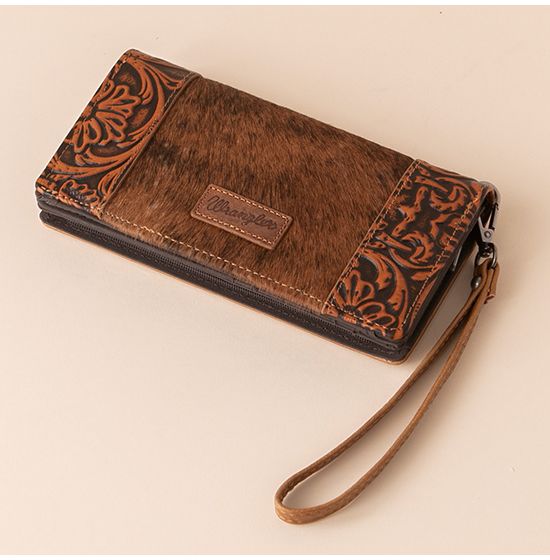 Cowhide leather store Wallet with stripe crossbody H10