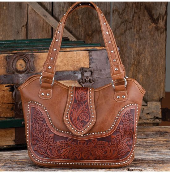 Montana West TR128G-8317 Trinity Ranch Hair-On Leather Collection Concealed  Handgun Tote (TR128G-8317CF)