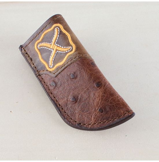 4 Inch Printed Brown Leather Sheath