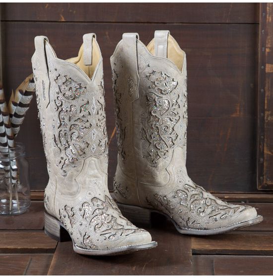 white glitter cowboy boots