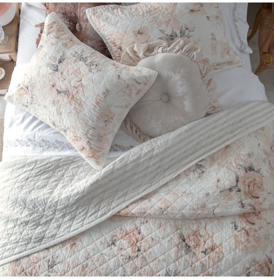 GRACE Queen quilted coverlet white