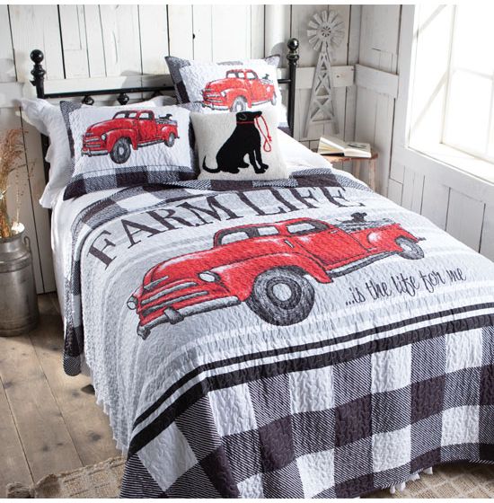 red truck comforter set