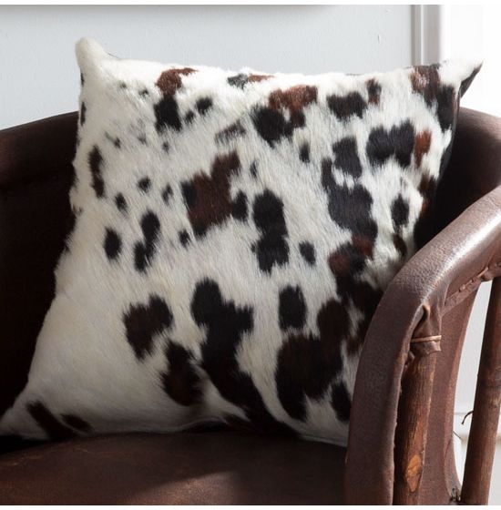 Tricolor Genuine Cowhide 18 x 18 Throw Pillow