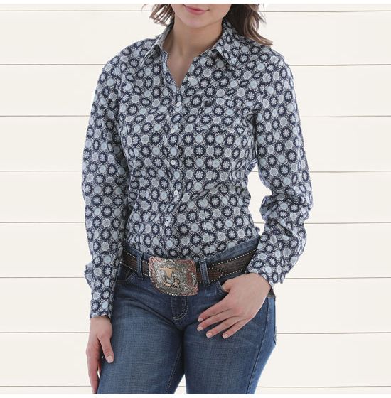 Cinch Printed Western Blue Top