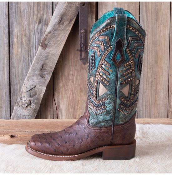 Corral Brown Full Quill Ostrich Boots