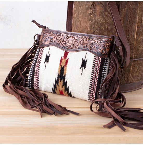 American Darling Conceal Carry Crossbody Cow Hide-On Hair On Leather Fringe  Purse for Women Western Handbags Purses Clutch Bags
