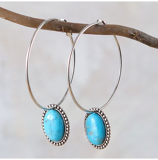 Pink Panache Turquoise Hoop Earrings