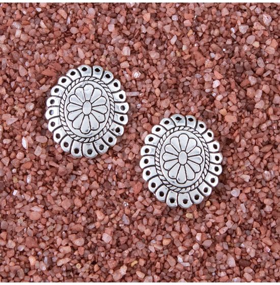 W&Co Silver Flower Concho Post Earrings