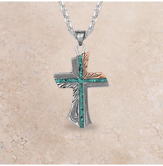 Lab-Created Opal and White Sapphire Wrap Cross Pendant in Sterling Silver |  Zales