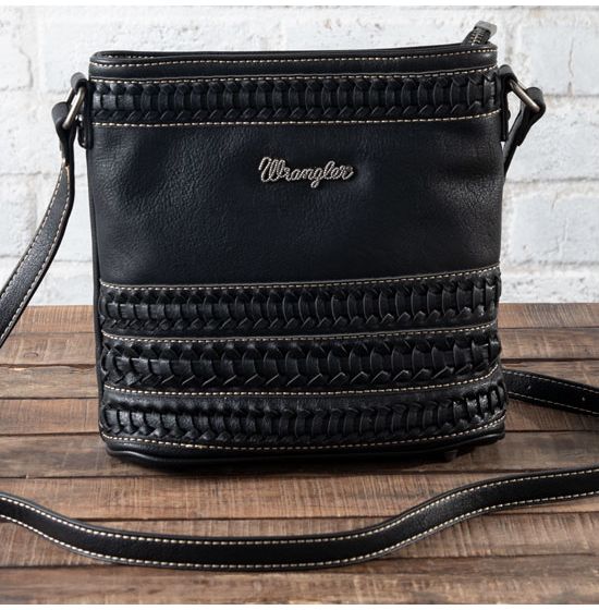 Wrangler Black Stitched Concealed Carry Crossbody Bag